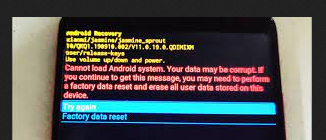 Can't Load Android System, Your Data May Be Corrupt